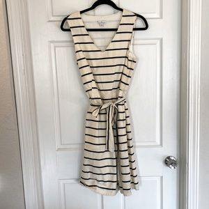 L.L. Bean Striped Midi Dress - Cream and Black
